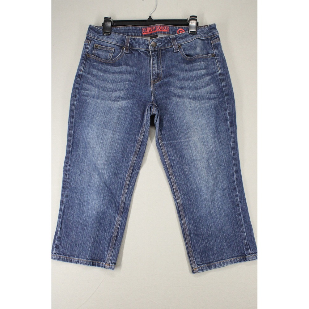 NY&Co Curvy Soho Crop Jeans Womens 10 Blue Denim Capri Casual Preppy